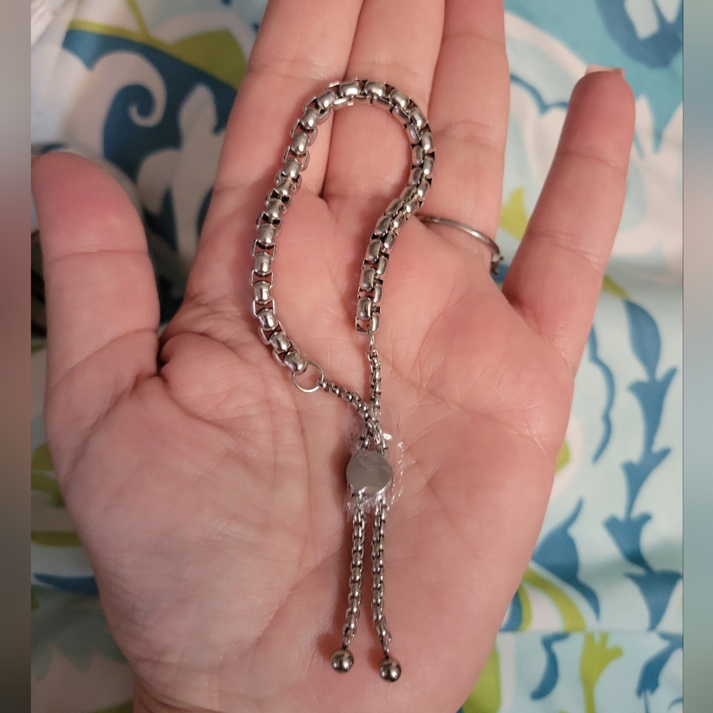 Sale NIB Platinum Plated STAINLESS STEEL BOX CHAIN BOLO BRACELET ‼️NEVER TARNISH - Picture 2 of 9